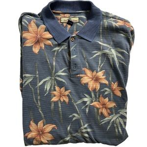 Tommy Bahama silk blend‎ floral polo an original design XL